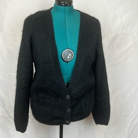 Penbrooke Lane Vintage Mohair Blend Black 3 button Cardigan Size Medium - Picture 1 of 12